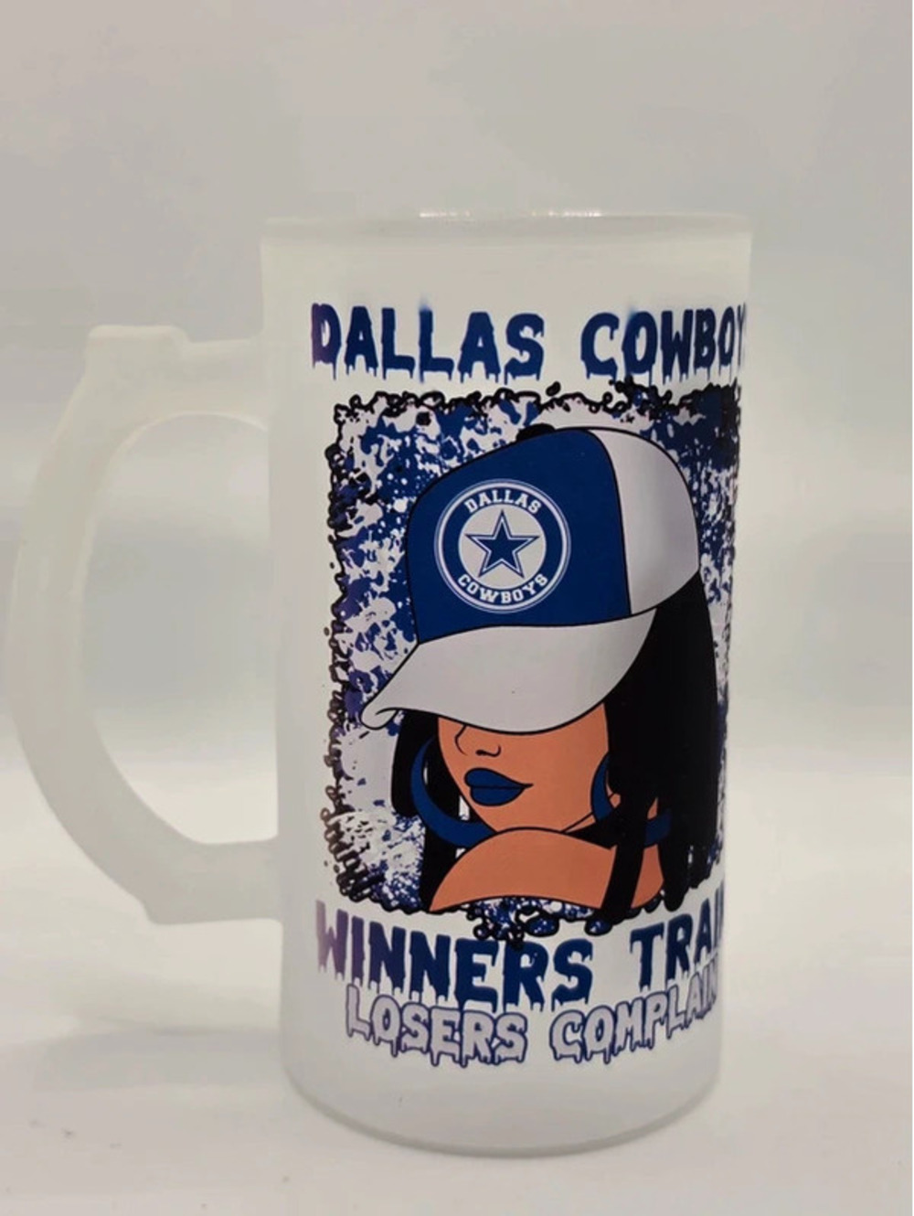 Dallas Cowboys Frosted Glass Beer Mug "Winners Train"